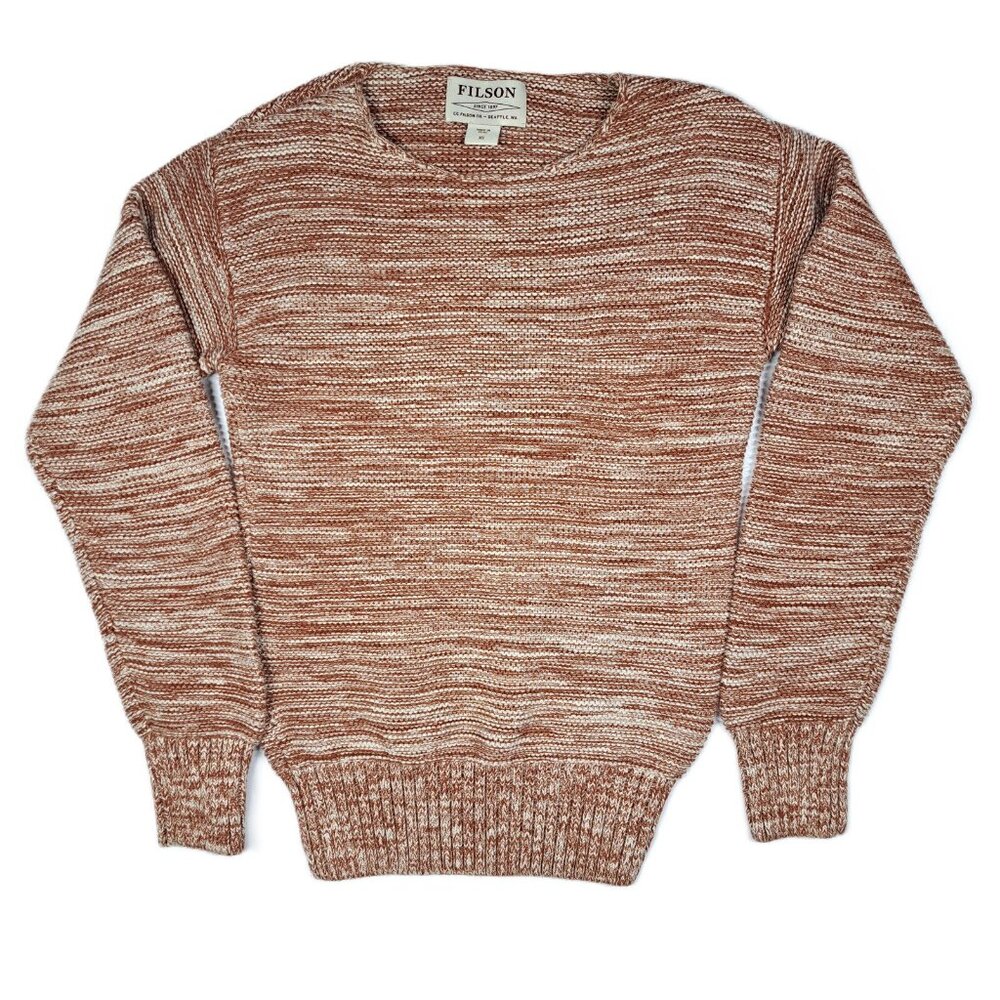 Filson Lake Quinault Sweater Womens XS Cotton Pullover Striped Red Rust Crewneck